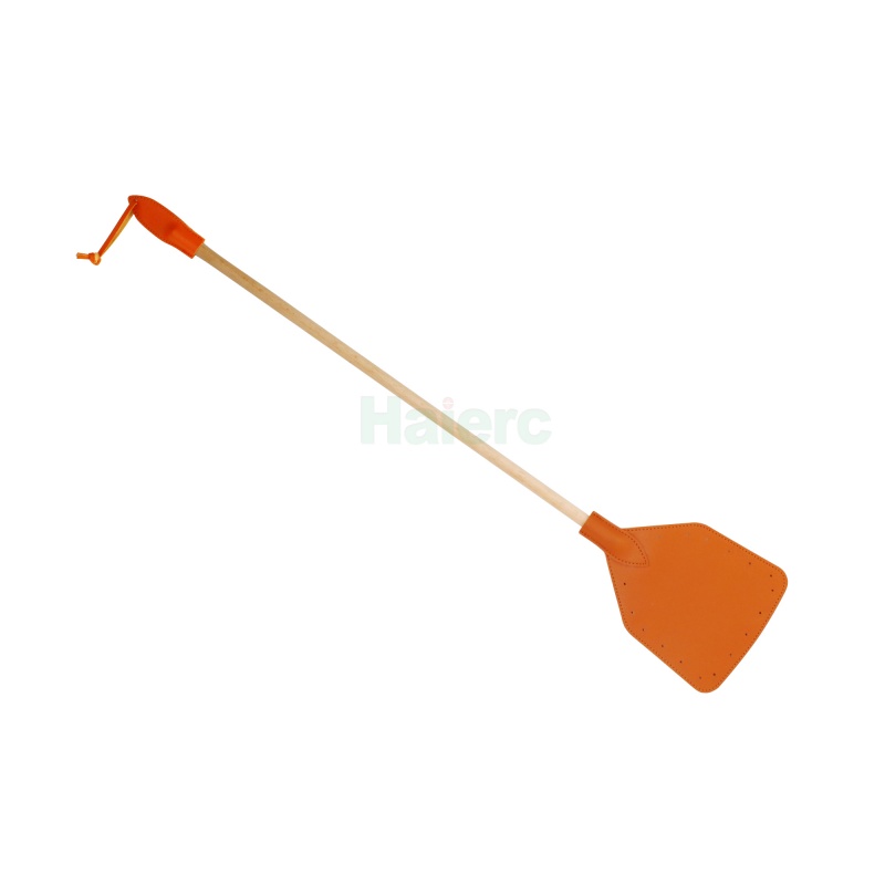 Haierc Sturdy Leather Fly Swatter for Indoors Long Handle Heavy Duty Wood Fly Swatter With Hanging Rope Durable Fly Swatter