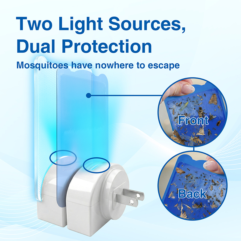 Haierc Dual-Sided UV Mosquito Killer Lamp with 8 UV LED Beads and Replaceable Sticky Glue Cards