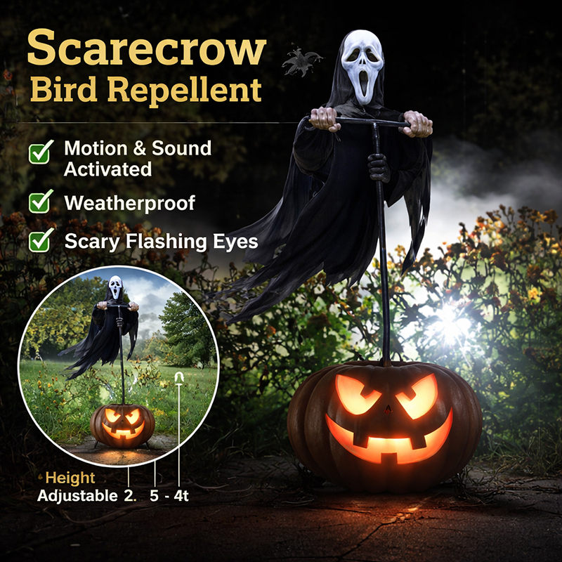 Scarecrow Bird Repellent Outdoor Garden Pest Control Realistic Scarecrow for Farm Orchard Yard HC1642